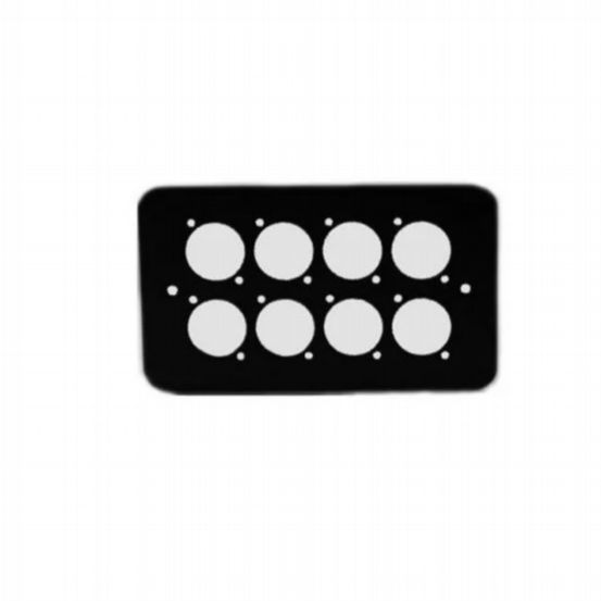 Penn Elcom Double Gang Box Black Front Panel for 8 x D-Series Connectors (Rounded Corners)