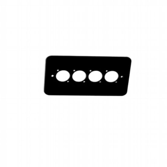 Penn Elcom Double Gang Plate Black Punched for 4 x XLR Rounded Corners