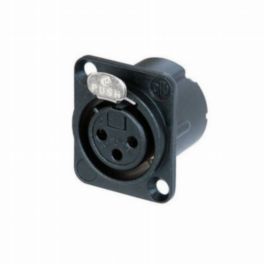 Penn Elcom Penn Elcom XLR 3 Pin Female Chassis DLX Black Body Gold Pins NC3FD-LX-B