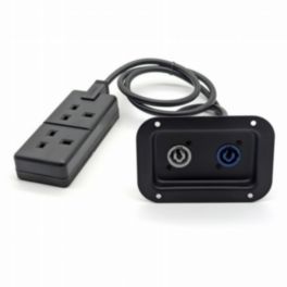 Penn Elcom Penn Elcom Two-Way Medium Black Dish with PowerCON In/Out and 2 x UK Sockets