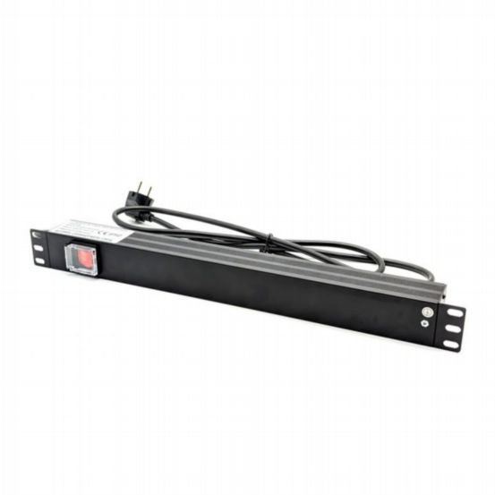 Penn Elcom 8-Way EU Rack Mount PDU with Front Switch (1U, Rear Facing Sockets)