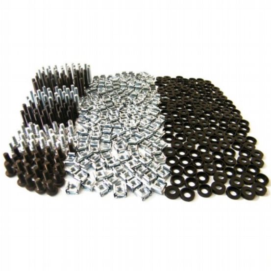 Penn Elcom Set of 25 x 20mm Long Black M6 Screws, Cage Nuts and Washers