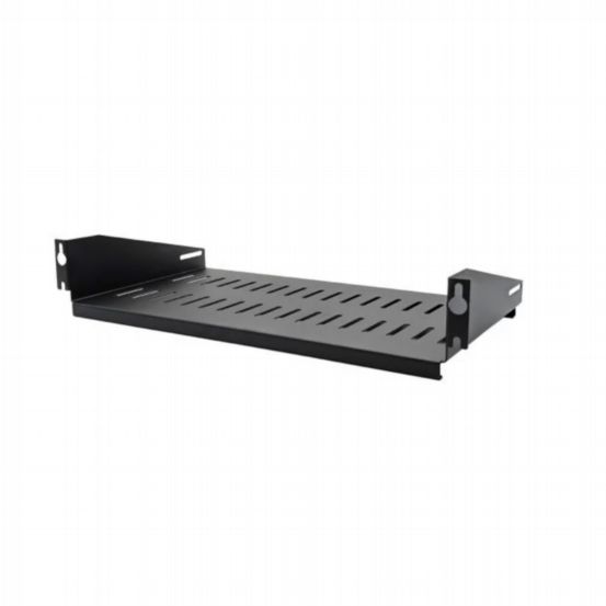 Penn Elcom 2U 250mm Deep Black Vented Rack Shelf with Quick Mounting System