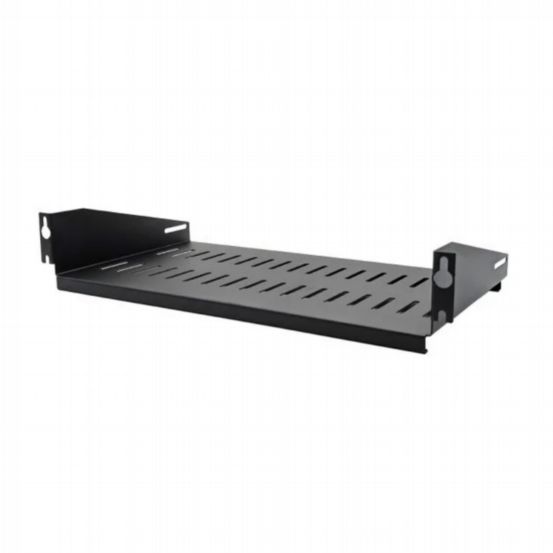Penn Elcom 2U 250mm Deep Black Vented Rack Shelf with Quick Mounting System