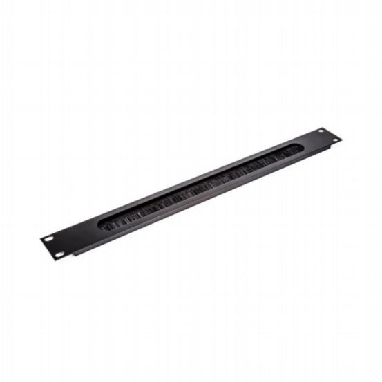 Penn Elcom 1U Black Rack Panel With Cable Access Slot And Brushes