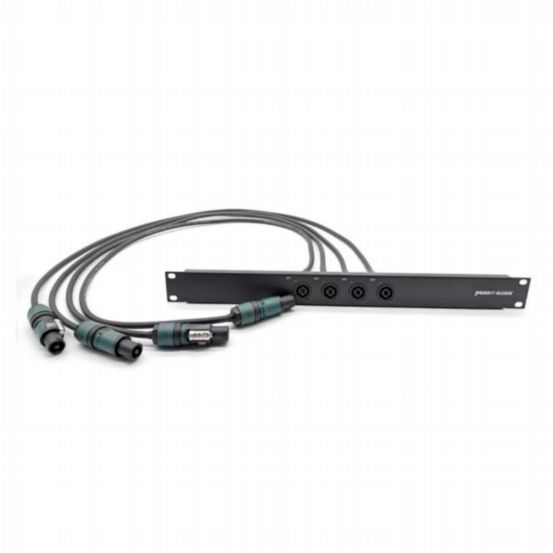 Penn Elcom 1U Four-Way SpeakON Rack Panel With Male/Female Link & 1m Tails (Loaded Panel Series)