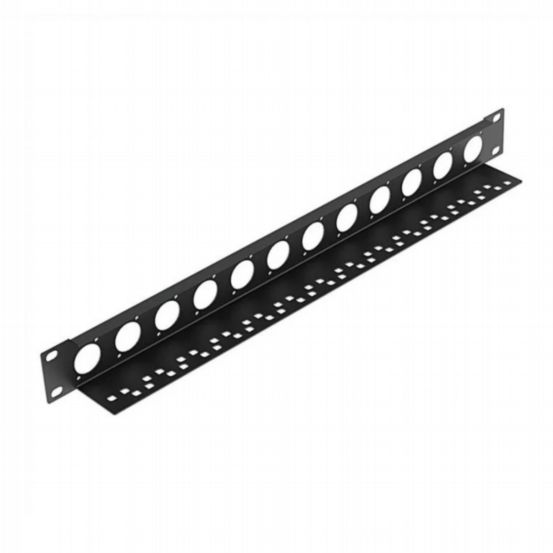 Penn Elcom 1U Rack Panel Punched For 12x D-Series Connectors With Cable Support