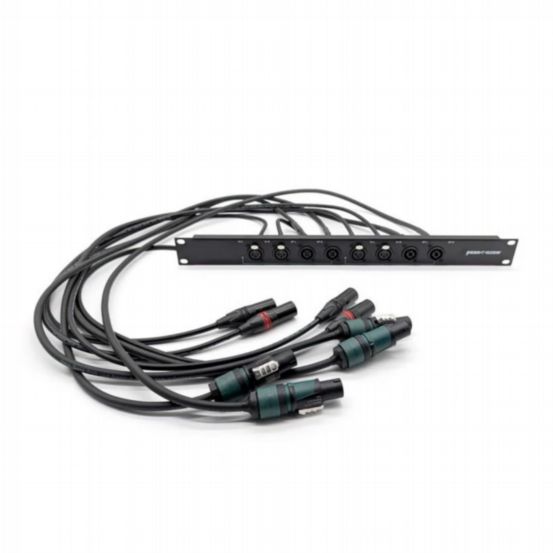 Penn Elcom 1U Eight-Way XLR & SpeakON Rack Panel With Male/Female Links & 1m Tails (Loaded Panel Series)