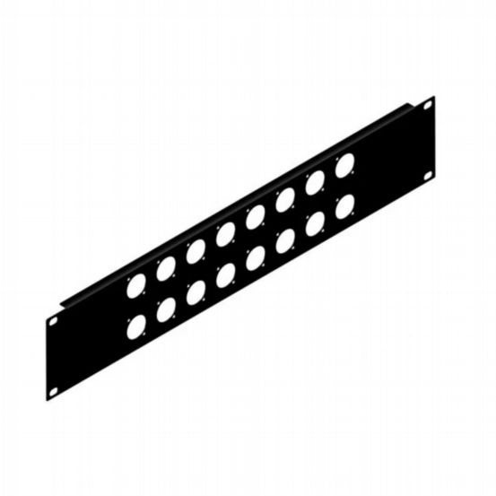 Penn Elcom 2U Rack Panel Punched For 16x D-Series Connectors