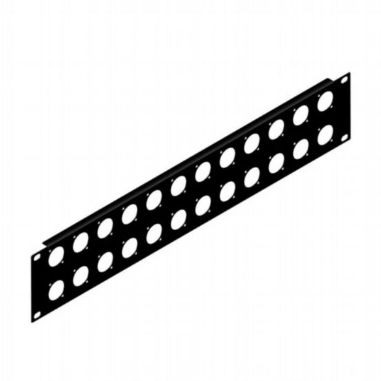 Penn Elcom 2U Rack Panel Punched For 24x D-Series Connectors