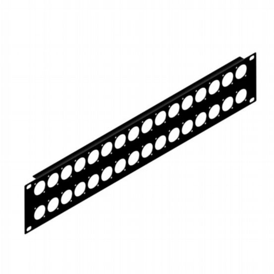 Penn Elcom 2U Rack Panel Punched For 32x D-Series Connectors