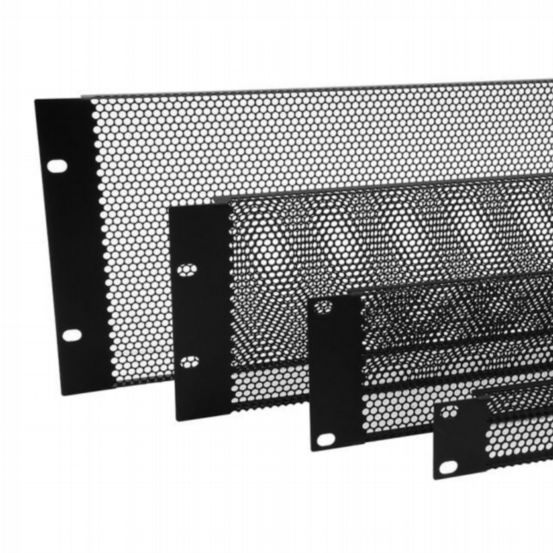 Penn Elcom 1U Black Fully Perforated Flanged Rack Panel
