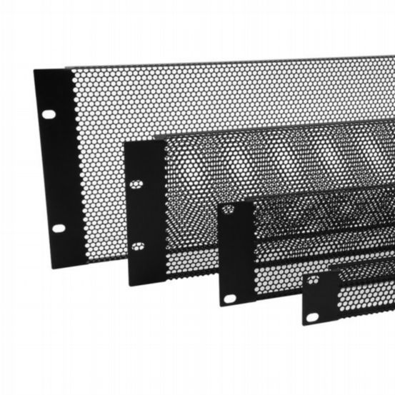 Penn Elcom 2U Black Fully Perforated Flanged Rack Panel