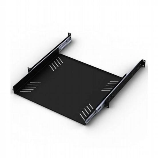 Penn Elcom 1U Black 380mm Deep Sliding Rack Tray with Universal Fixing
