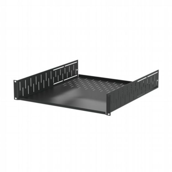 Penn Elcom 2U Black Clamping Rack Shelf – 500mm Deep