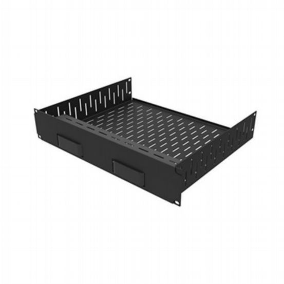 Penn Elcom Rack Shelf Faceplates 2U Vented Rack Shelf With CNC cut Magnetic Face Plate 2 x Apple TV