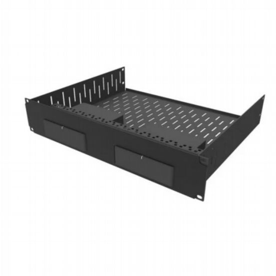 Penn Elcom Rack Shelf Faceplates 2U Vented Rack Shelf With CNC cut Magnetic FPlate 2xSonos Port