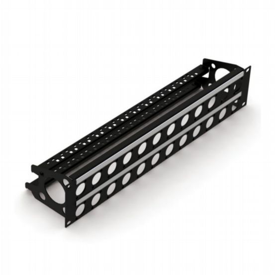 Penn Elcom Rack Panels Punched 2U Rack Panel Punched for 24 D Series Connectors with Cable Mangement