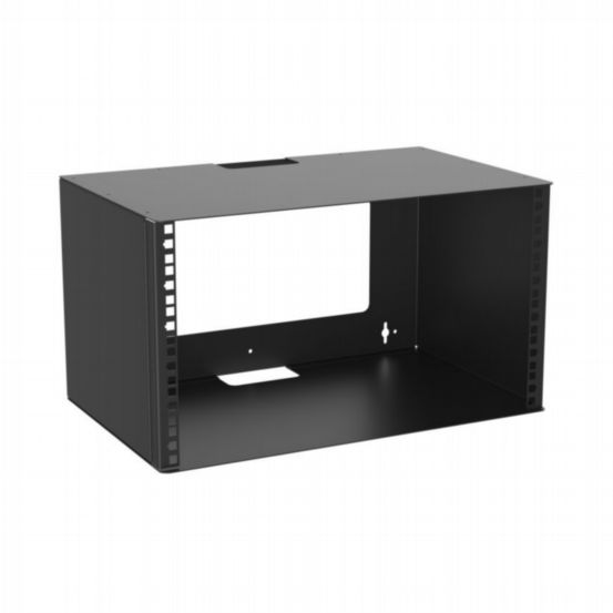 Penn Elcom 6U Wall Mount Bracket with Square Hole Hinged Rack Rails – 300mm Deep