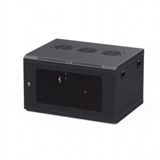 Penn Elcom Penn Elcom Wall Mount Rack 6U 450mm/17-72 Inch Deep 1032 Rack Rail Black Glass Door