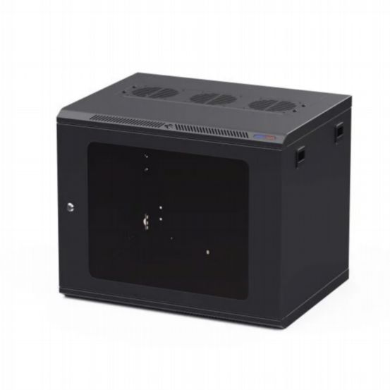 Penn Elcom Racks Wall Mount Rack Enclosure 9U 450mm/17-72 Inch Deep M6 Rack Rail Black Glass Door