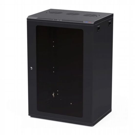 Penn Elcom Racks Wall Mount Rack Enclosure 18U 450mm/17-72 Inch Deep M6 Rack Rail Black Glass Door