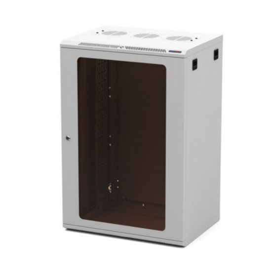 Penn Elcom Racks Wall Mount Rack Enclosure 18U 450mm/17-72 Inch Deep M6 Rack Rail White Glass Door