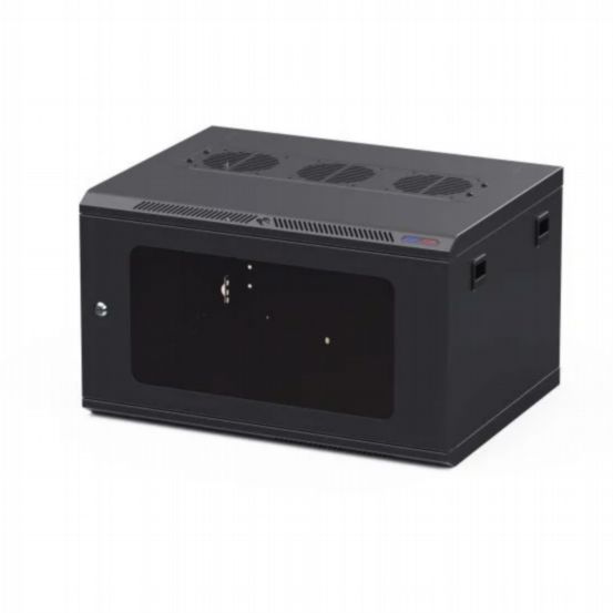 Penn Elcom 450mm Deep 6U Black Wall Mount Rack Cabinet with 10/32 Threaded Rails and Polycarbonate Front Door