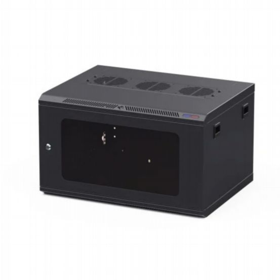 Penn Elcom R6400 Series 450mm Deep 6U Black Wall Mount Rack Cabinet with M6 Threaded Rails and Polycarbonate Front Door