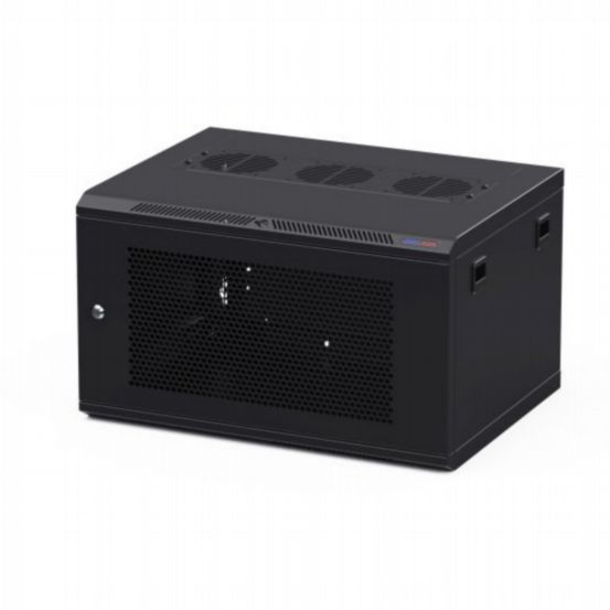 Penn Elcom 450mm Deep 6U Black Wall Mount Rack Cabinet with 10/32 Threaded Rails and Vented Front Door