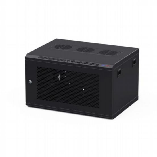 Penn Elcom 6U 450mm Deep Black Wall Mount Rack – M6 Threaded Rails & Vented Front Door