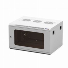 Penn Elcom Penn Elcom 6U 450mm Deep White Wall Mount Rack – 10/32 Threaded Rails & Poly Front Door