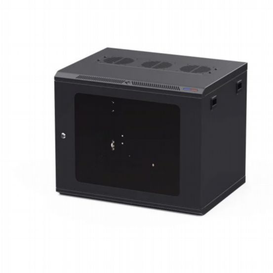 Penn Elcom 9U 450mm Deep Black Wall Mount Rack – 10/32 Threaded Rails & Poly Front Door