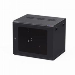 Penn Elcom Penn Elcom 9U 450mm Deep Black Wall Mount Rack – M6 Threaded Rails & Poly Front Door