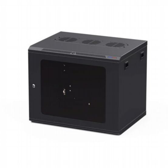 Penn Elcom 9U 450mm Deep Black Wall Mount Rack – M6 Threaded Rails & Poly Front Door