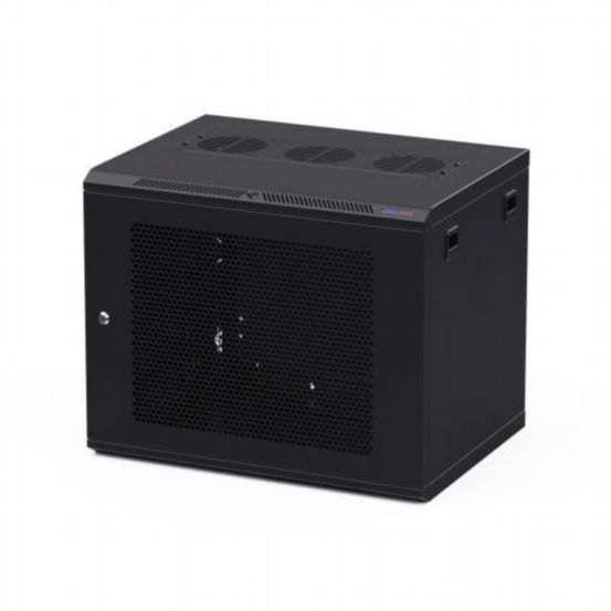 Penn Elcom 9U 450mm Deep Black Wall Mount Rack – 10/32 Threaded Rails & Vented Front Door