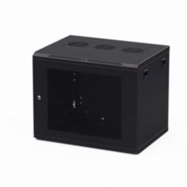 Penn Elcom Penn Elcom 9U 450mm Deep Black Wall Mount Rack – M6 Threaded Rails & Vented Front Door