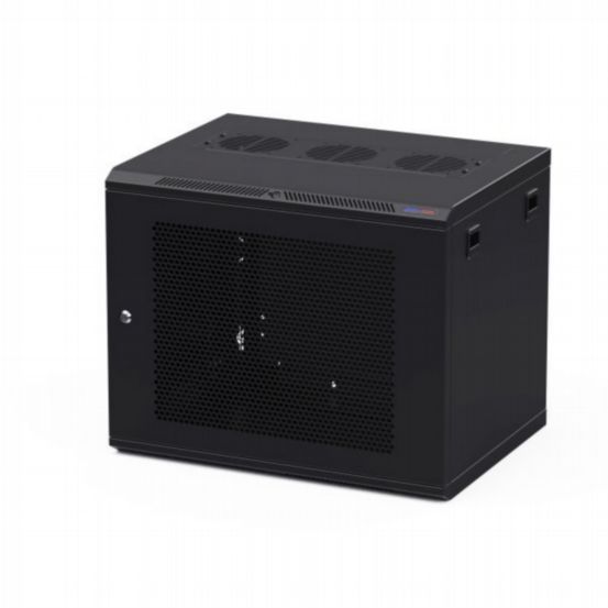 Penn Elcom 9U 450mm Deep Black Wall Mount Rack – M6 Threaded Rails & Vented Front Door