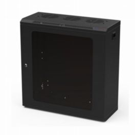 Penn Elcom Penn Elcom 250mm Deep 12U Black Wall Mount Rack Cabinet with 10/32 Threaded Rails and Polycarbonate Front Door
