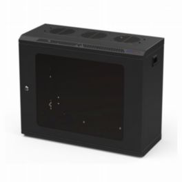 Penn Elcom Penn Elcom 9U 250mm Deep Black Wall Mount Rack – 10/32 Threaded Rails & Poly Front Door