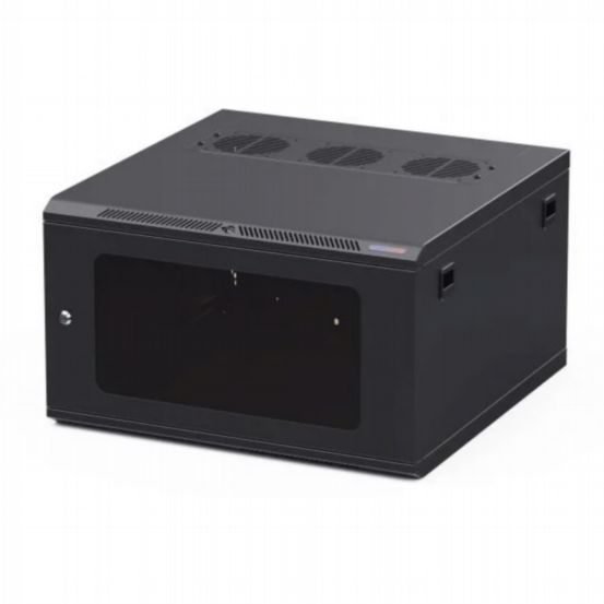 Penn Elcom Racks Wall Mount WM Rack 600mm x 6U Glass Door M6 Black R6606-M6