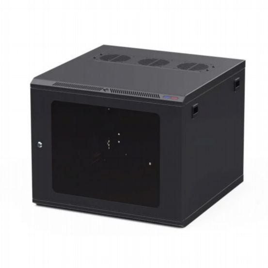 Penn Elcom Racks Wall Mount WM Rack 600mm x 9U Glass Door M6 Black R6609-M6