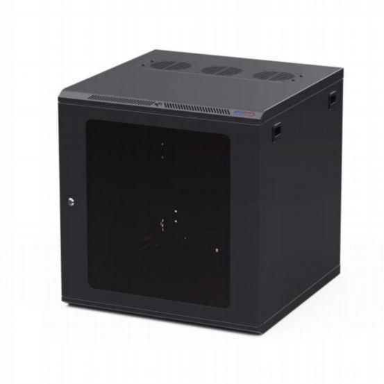 Penn Elcom Racks Wall Mount WM Rack 600mm x 12U Glass Door M6 Black
