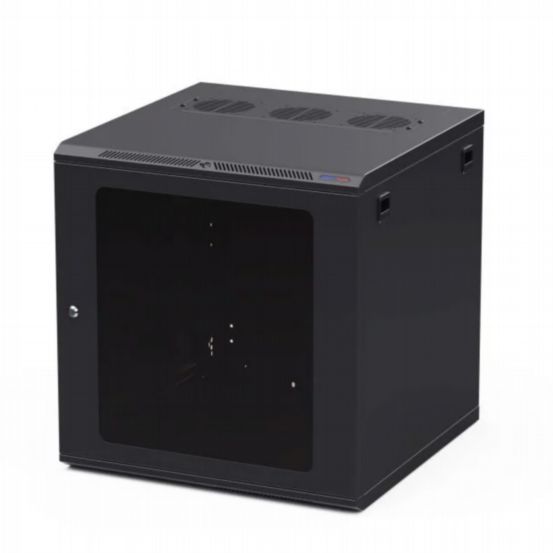 Penn Elcom Racks Wall Mount WM Rack 600mm x 12U Glass Door M6 Black R6612-M6