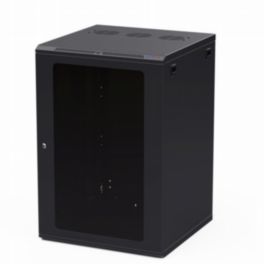 Penn Elcom Penn Elcom Racks Wall Mount WM Rack 600mm x 18U Glass Door 10-32 Black R6618-1032