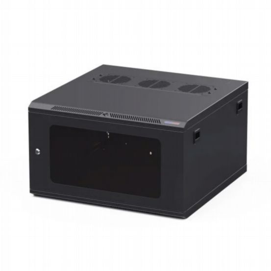 Penn Elcom 6U 600mm Deep Black Wall Mount Rack – 10/32 Threaded Rails & Poly Front Door