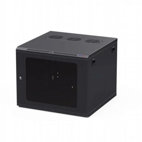 Penn Elcom 9U 600mm Deep Black Wall Mount Rack Cabinet – M6 Threaded Rails & Poly Front Door