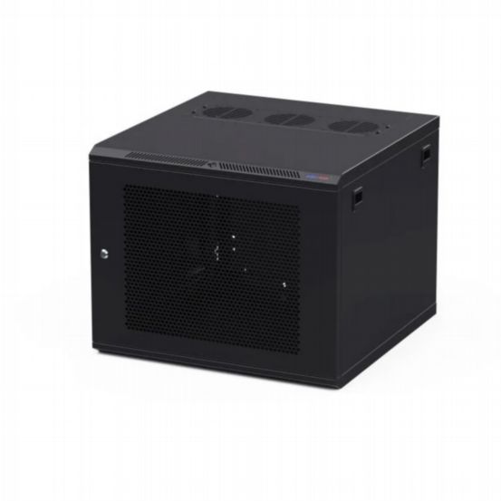 Penn Elcom 9U 600mm Deep Black Wall Mount Rack Cabinet – M6 Threaded Rails & Vented Front Door