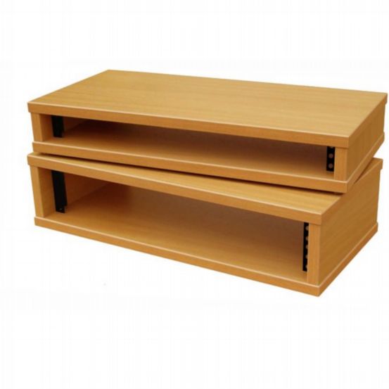 Penn Elcom 1U 250mm Deep Knotty Oak Wood Rack Credenza with M6 Rails