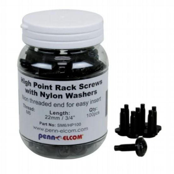 Penn Elcom Box of 100 M6 High Point Screws with Attached Plastic Washer